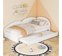 NovaFurnish Divano letto 90 x 200 cm, dotato di letto estraibile, elegante e semplice, materiale PU (bianco)