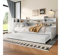 NovaFurnish Divano letto, 90 x 200 cm, testiera con vano portaoggetti, letto estraibile, senza materasso, bianco (90 x 200 cm)