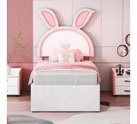 NovaFurnish Lettino imbottito 90 x 200 cm, tessuto di velluto, divano letto singolo imbottito multifunzionale, con letto estraibile, cassetto portaoggetti e luce LED che cambia colore, beige
