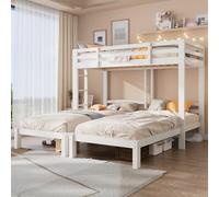 NovaFurnish Letto a tre piazze, 90 x 200 cm, triplo letto a castello con scala laterale, per bambini e ragazzi, colore: bianco
