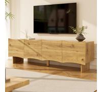 NovaFurnish Mobile TV moderno con motivo ondulato - Console multimediale da 155 cm con vano portaoggetti, quattro ante e passacavi effetto legno, design elegante per soggiorno