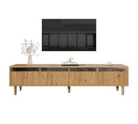 NovaFurnish Mobile TV moderno effetto legno 178 cm - Design minimalista grande, 4 cassetti, MDF e acrilico, ideale per il soggiorno - stabile (colore legno, 178 x 35 x 45 cm)