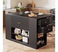 NovaFurnish Moderna Isola da Cucina, Armadio da Cucina, Armadio a Buffet, Nero, 140x40x90cm