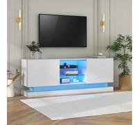 NovaFurnish Supporto per TV bianco opaco - 1,6 m di lunghezza, ripiano in vetro regolabile, spazio 70 pollici, elegante conservazione con silenziose pendenze (bianco, 160 x 38,5 x 60 cm)