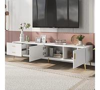 NovaFurnish Supporto TV per TV da 75 pollici, Lowboard, TV, TV, Centro intrattenimento, Consolle TV, Moderno centro d'intrattenimento, Console multimediale (bianco) (180 x 35 x 41 cm)