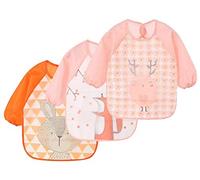 NOVAGO bavaglino grembiule per i bambini resistente all'acqua, a maniche lunghe Grembiule per pasti, giochi, pittura per bambini da 6 mesi a 36 mesi (x 3 bavaglini, #2)