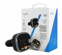 NOVAK Trasmettitore Bluetooth 5.3 per Auto, Adattatore Radio FM con Doppia Porta USB 3.1A, Chiamate Vivavoce e Assistente Vocale, Supporto Chiavetta USB e Scheda TF, LED Rosso, 12/24V, Nero