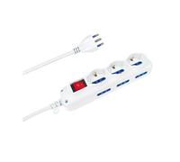 NOVALINE MULTIPRESA CON INTERRUTTORE - 3 SCHUKO + 3 BIVALENTI 10/16A / SPINA 16A - BLISTE