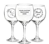 Novalith Bicchiere da Vino Personalizzato con Logo/Testo/Foto, Calice da Vino Rosso Inciso al Laser, per Ogni Occasione, Regalo Personalizzato per Anniversari di Matrimonio e Natale, Amore Brindisi