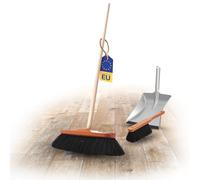 Novaliv - 1 set con scopa in crine di cavallo misto naturale, con manico e paletta