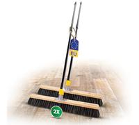 Novaliv 2 scope per sauna con miscela di crine di cavallo, 60 cm, con manico telescopico, setole morbide, scopa per polveri sottili