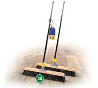 Novaliv 2X Scopa con setole morbide 50 cm | Scopa con manico telescopico | Miscela di crini neri | Scopa per cortile