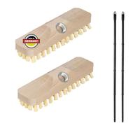 Novaliv 2X Spazzole in legno con setole in plastica con filettatura e manico a vite a quattro parti, spazzola per pavimento in PPN, ideale per la pulizia di balcone, terrazza, giardino, interni ed