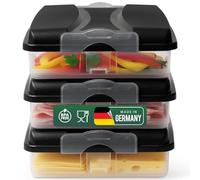 Novaliv 3 contenitori salvafreschezza piccoli con 3 coperchi, impilabili per frigorifero e congelatore, set di contenitori per salumi, formaggi, frutta, verdura, meal-Prep
