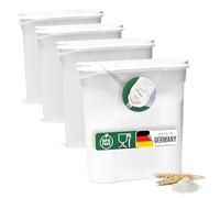 Novaliv 4 contenitori per alimenti con coperchio da 4 litri, dimensioni (lunghezza x larghezza x altezza): 25,5 x 25,5 x 10 cm, barattolo con coperchio da 4 l, per cereali, farina, zucchero, lattine