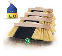 Novaliv 4 scope da interni, setole in plastica, setole morbide, scopa in legno, scopa per pavimenti in laminato e parquet, setole artificiali in polipropilene, senza manico