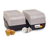 Novaliv Contenitore per la Conservazione di Patate e Verdure | 2 x 5 L | Perla Bianca | Impilabile per Cipolle, Frutta | Cesta di Conservazione