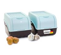 Novaliv Contenitore per Patate | 2X da 5L | TURCHESE | Scatola per Patate | Scatola per Verdure Impilabile Scatola per Cipolle Cesto per Patate Contenitore per Frutta Contenitore per Carote..