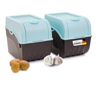 Novaliv Contenitore per Patate 2x Grande 9L Turchese Contenitore per Verdure Impilabile Cesto per Patate Contenitore per Cipolle