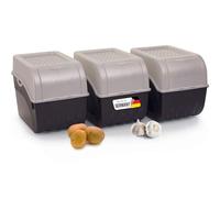 Novaliv Contenitore per patate | 3x grande 9L | PERLMUT Bianco | Contenitore per patate | Contenitore per verdure impilabile Scatola per cipolle Cesto per patate Contenitore per frutta Contenitore per