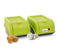 Novaliv Contenitore per Patate e Cipolle, 2 Pezzi, Piccolo, 3,5 L, Verde, Impilabile, per Frutta e Carote