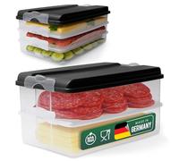 Novaliv Contenitori salvafreschezza (3 x piccoli + 2 x grandi + 2 x coperchi), impilabili per frigorifero e congelatore, set di contenitori per salumi, formaggi, frutta, verdura, meal-Prep