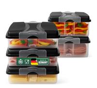 Novaliv Contenitori salvafreschezza (3 x piccoli + 2 x grandi + 5 x coperchi), impilabili per frigorifero e congelatore, set di contenitori per salumi, formaggi, frutta, verdura, meal-Prep