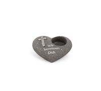 Novaliv Decorazione per tomba a forma di cuore, antracite con croce scritta "Wir vermissen Dich Dich Dich", decorazione per tomba, resistente alle intemperie, pietra commemorativa