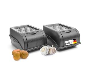 Novaliv ePotato & Storage 2 contenitori piccoli da 3,5 l, colore grigio antracite, impilabili per cipolle e verdure, contenitore per alimenti