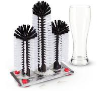 Novaliv Lavavetri con piastra in alluminio, 3 spazzole per lavastoviglie e ventosa, per la casa, il bar, il bancone, la gastronomia, le feste, il lavandino, la pulizia dei bicchieri