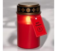 Novaliv Lume funerale a LED senza batteria e timer, 6/18 LED, colore rosso, bruciatore continuo, senza batteria, effetto tremolante, candela per cimitero, candela commemorativa