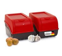 Novaliv Mitel - Contenitore per patate, 2 x 5 l, colore rosso, impilabile, contenitore per cipolle e patate, contenitore per cipolle e carote