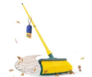 Novaliv - Scopa ad artiglio, 30 cm, in legno con manico telescopico, setole curve, scope da giardino, 1 pezzo con manico