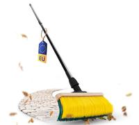 Novaliv Scopa con manico di alta qualità, 50 cm, setole ricurve, ideale come scopa da giardino, frusta, scopa per prato artificiale, ideale per campeggio, scopa da strada, scopa