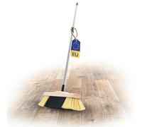 Novaliv Scopa da camera con manico in setole fini in plastica, setole morbide, a tenuta densa, scopa in legno con manico telescopico, setole artificiali in polipropilene, scopa per laminato e parquet