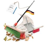 Novaliv Scopa da giardino con manico da 40 cm, setole elaston con spazzola zincata, composta da pala e spazzina, ideale come scopa da strada, da terrazzo, da cortile, da stalla