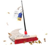 Novaliv - Scopa industriale, 40 cm, con manico telescopico, setole in elaston rosso, scopa grezza per esterni, scopa industriale, per giardino e per cortile