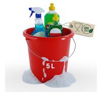 Novaliv Secchio da 5 l, rosso con suddivisione dimensionale, secchio per tacchino, 5 litri, 22,5 cm, pratico tuttofare con scala per la casa e il giardino, ideale come secchiello per l'acqua, secchio