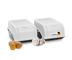 Novaliv Set di 2 contenitori per patate da 3,5 l, colore bianco, impilabili per cipolle, contenitore per verdure, contenitore per patate, contenitore per patate