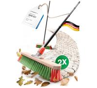 Novaliv Set di 2 spazzole da giardino da 40 cm con manico esterno, setole in elastan, ideali per esterni, strada e patio, setole dure, uso industriale