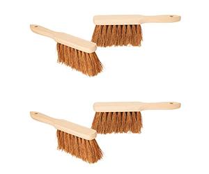 Novaliv Set di 4 spazzole in cocco per auto, scope morbide setole in cocco, scopa industriale, scopa per auto, scopa a mano in legno