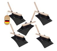 Novaliv Set di 5 palette in metallo laccato nero, per scopa a carbone, per scopa a mano, per scopa da campeggio e paletta