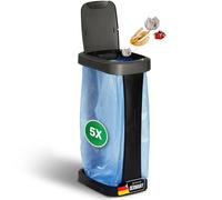 Novaliv Set di 5 supporti per sacchi della spazzatura con coperchio per sacchi da 70L-120L, extra robusti e dalla base salda adatti per esterni, supporto per sacchi gialli portasacchi gialli supporto