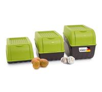 Novaliv Set Di Contenitori Per Patate, Verde, 3,5 L + 5 L + 9 L, Impilabili, Per Cipolle, Frutta, Verdure