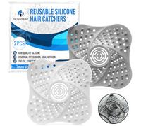 NOVANEST 2 Pcs Silicone Raccogli Capelli Doccia con Ventose Extra Forti | Filtro Doccia Capelli | Retina per Scarico Doccia Capelli | Pulizia Facile [Bianco + Grigio]