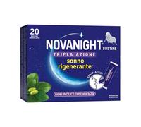 NOVANIGHT NOVANIGHT Tripla Azione Bustine con Melatonina per Dormire, Magnesio, Griffonia, 20 Bustine Orosolubili