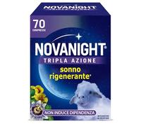 Novanight Tripla Azione Melatonina per Dormire, 70 Compresse | Integratori per Disturbi del Sonno, Senza Glutine, Con Melatonina, Escolzia, Passiflora, Melissa, Non Induce Dipendenza
