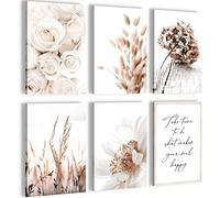 Novart Canvas Boho Flowers - COMPLETELY READY TO HANG - Stylish decoration - 6 Pictures Set - Living Room Bedroom N023264a…