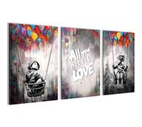 Novart Quadro decorativo Banksy Stile Bambini - Completamente Pronto Da Appendere - Collage Moderno - Soggiorno Camera da letto Corridoio N037436a