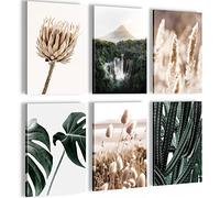 Novart Quadro decorativo Boho Natura - Completamente Pronto Da Appendere - Decorazione Elegante - Set 6 Immagini - N023764a
